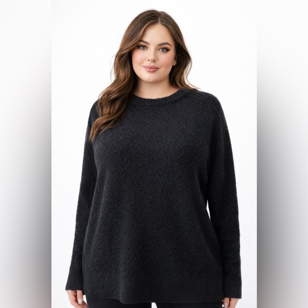 Daily‎ Ritual Sweater Women 2XL Black Wool Blend Pullover Knit Cozy Minimalist